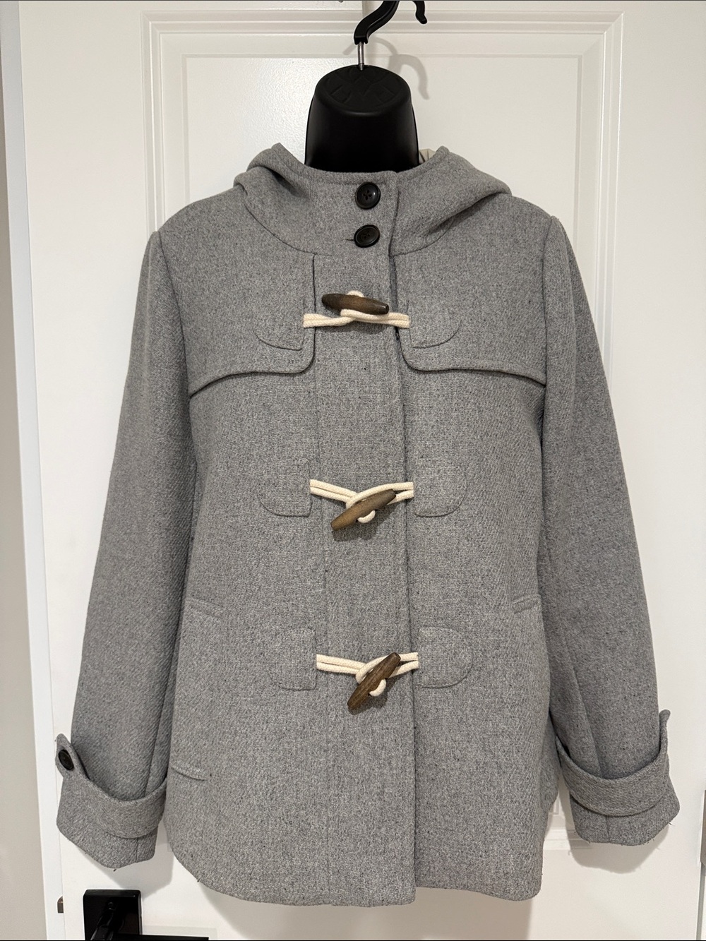 Gap Wool Blend Short Duffle Hooded Toggle Coat